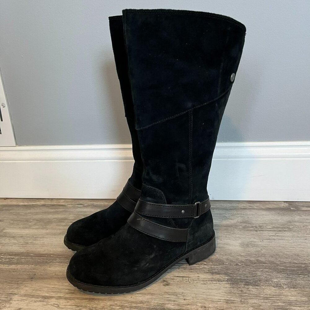 The North Face Black Bridgeton Tall Leather Boots, Waterproof Primaloft, US 6.5